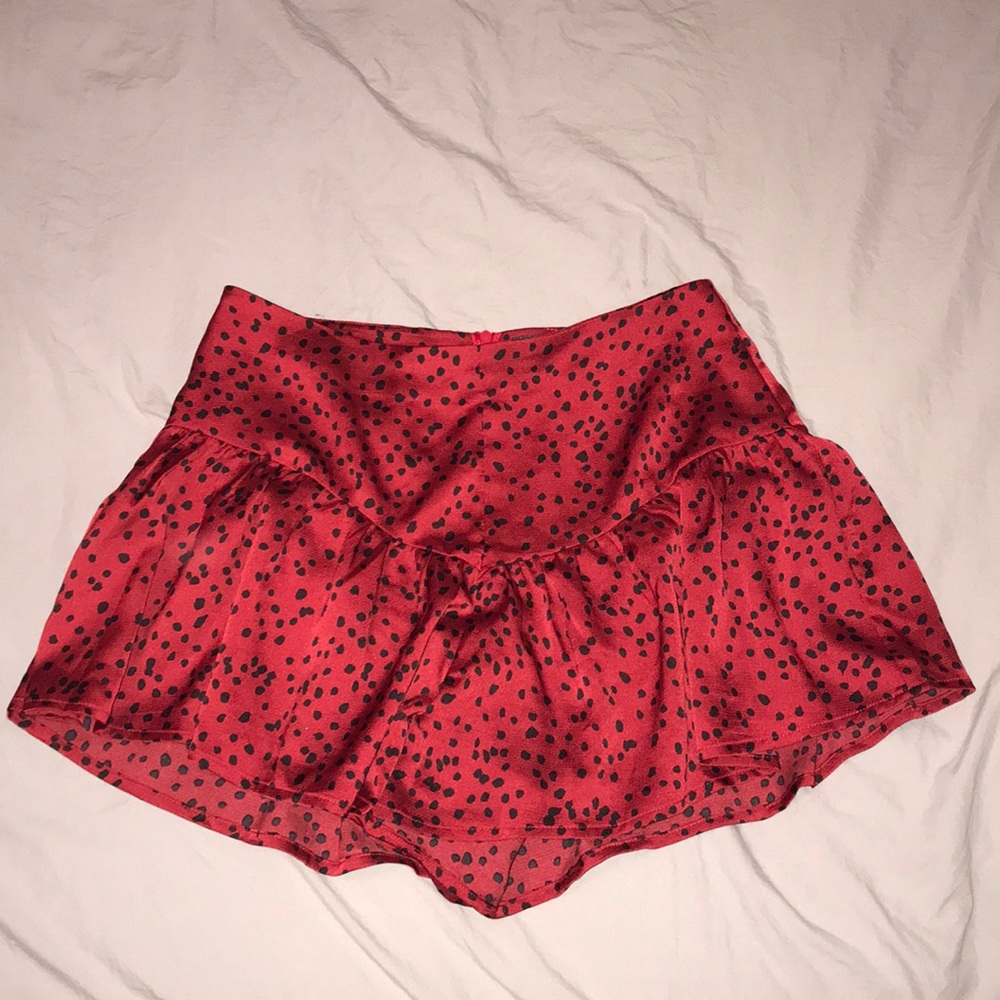 Red and Black Polka Dot Flowy Shorts